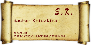 Sacher Krisztina névjegykártya